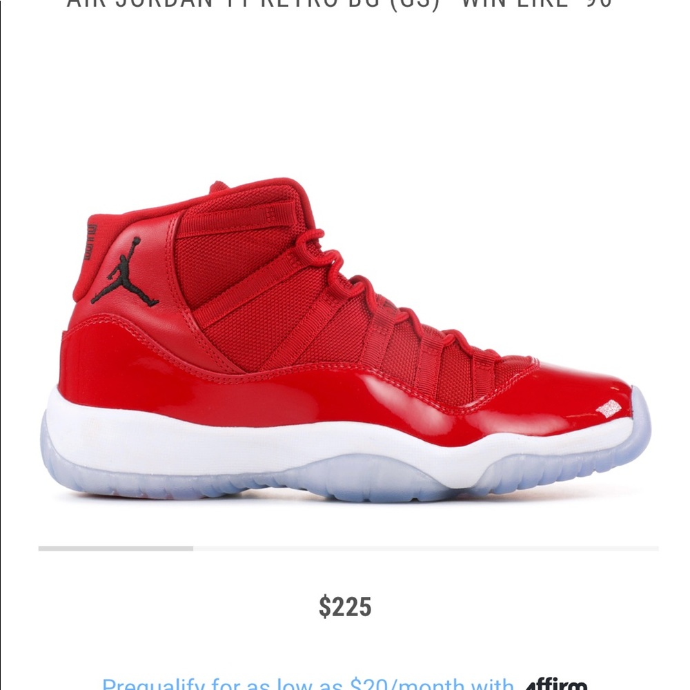 jordan kids red 11’s size 5.5